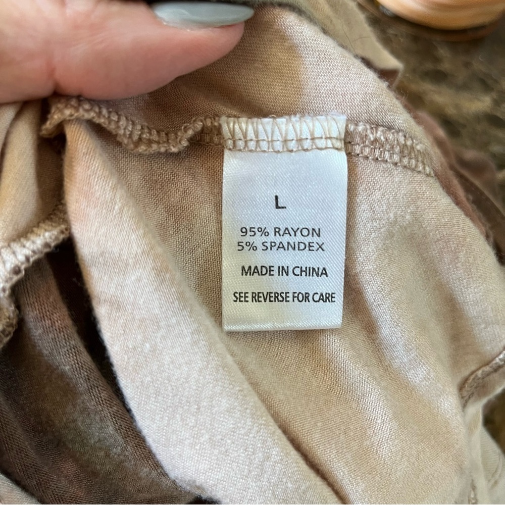 Brown and Cream Tie Dye look Sleeveless A line dress with pockets size Large - Picture 5 of 7
